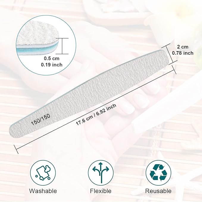 Diesisa 15pcs 150/150 Grit Nail Files for Natural Nails, Double Sided Emery Boards for Nails, Professional Nail Files for Acrylic Nails for Home & Salon (limas para manicura)