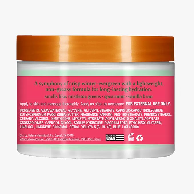 Tree Hut Mistletoe Magic Whipped Shea Body Butter, Long-Lasting Hydration for Soft, Smooth Skin, Nourishing Essential Body Care, Lightweight Moisturizer, Holiday Gift & Stocking Stuffer, 8.4 fl oz