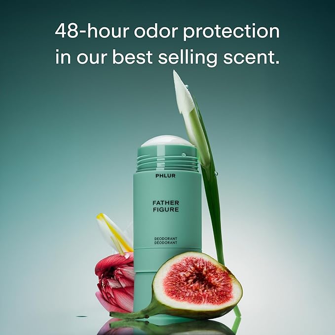 PHLUR Father Figure Deodorant Duo - Natural 48 Hour Odor Protection - Baking Soda Free & Aluminum Free Deodorant with Salicylic Acid, Arrowroot Powder & Tamanu Oil (2 x 1.76 oz)