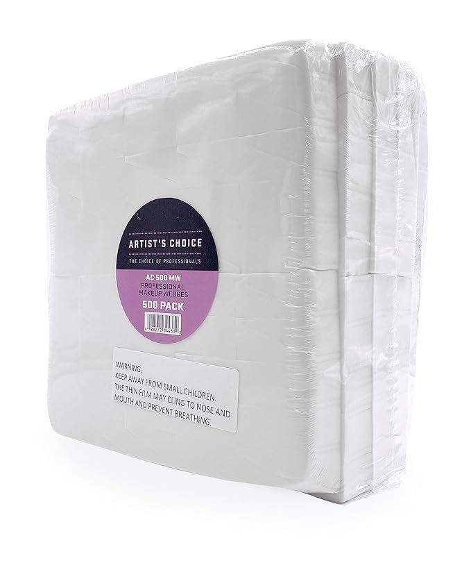 Artist's Choice 500 Pack Makeup Sponge Mini Applicator Wedges, Triangle Cosmetic Sponges for Foundation, Blush, Eye Shadow, Blending and Smoothing, Disposable, Latex Free