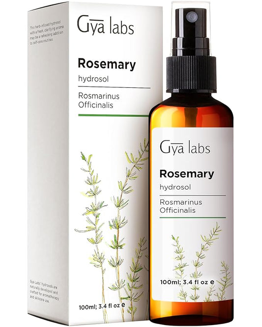 Gya Labs Rosemary Hydrosol - 3.4 Fl Oz - Face & Body Mist for Skin Toner & Hair Refresher - As Pillow, Room & Linen Spray for Fresh Scent