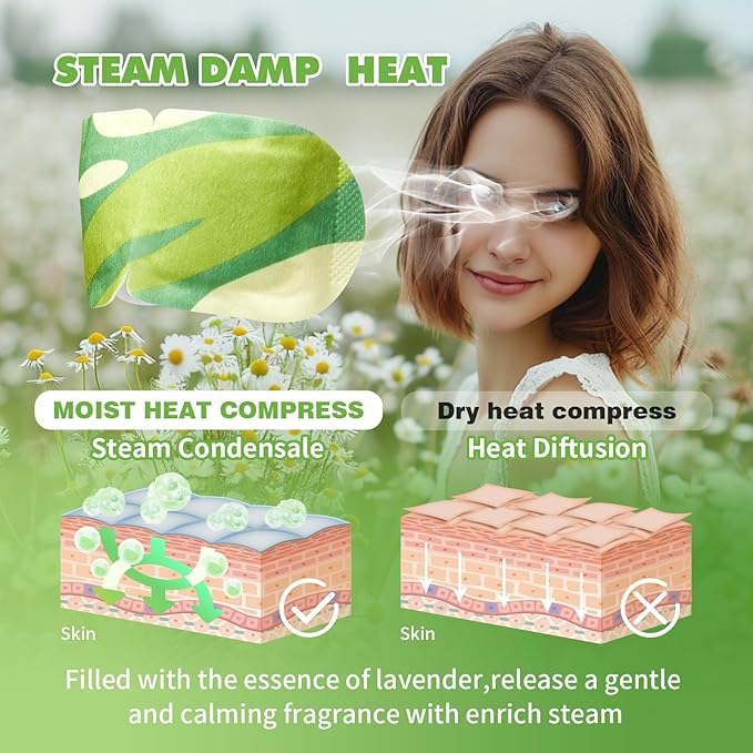 18 Packs Steam Eye Mask for Dry Eyes Self Heating Masks Cornea Care Rest Disposable SPA Warm Compress,Eye Mask for Sleep,Stye Eye Treatment,Reduce Eye Fatigue Travel Essentials（Chamomile）