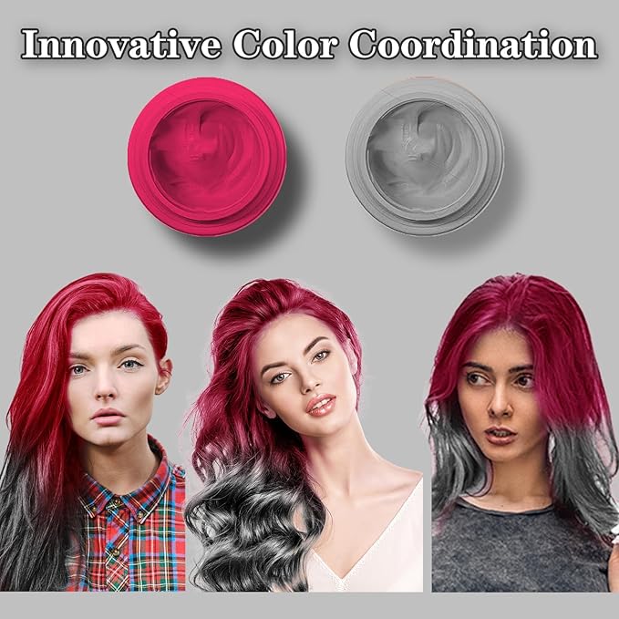 Silver Gray Hair Color Wax, Temporary Washable Hair Color Dye for Kids, Temporary Dye Wax Natural Hairstyle Cream Hair Pomades for Women & Men Party Cosplay Halloween