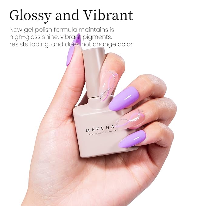 MAYCHAO 15ML Bight Purple Gel Nail Polish 1Pc Wisteria Gel Polish Soak Off UV LED Nail Polish Nail Art Starter Manicure Salon DIY at Home, 0.5 OZ