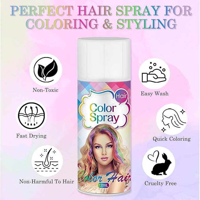 Temporary Hair Color Spray for Women and Kids, One-Time Use Hair Color Wax, Washable Disposable Natural Hair Spray Hair Strong Style for Party, Hollowen, Cosplay (Gray, 120ML)