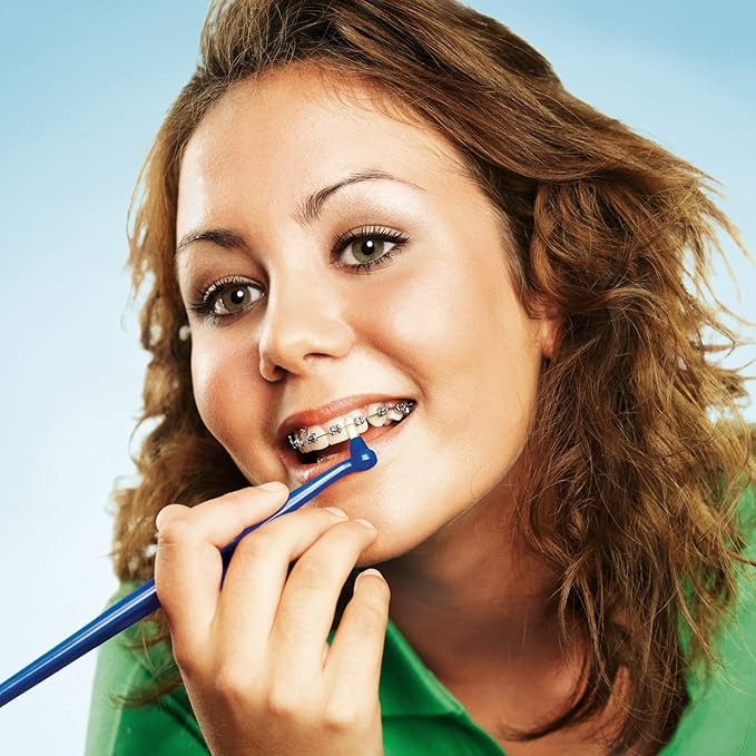 TePe Interspace Angled Medium Toothbrush for Braces with Single-End Tuft and Removable Head, 12 Pack