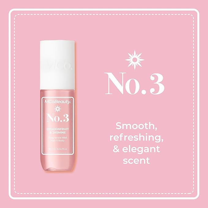 MCoBeauty - Fragrance Mist No.3 - Light Body Mist and Hair Perfume with Sweet Blossom, Dragon Fruit and Lychee - Gifts for Women, Feminine Spray, Self Care Gifts for Women - 90ml Bottle