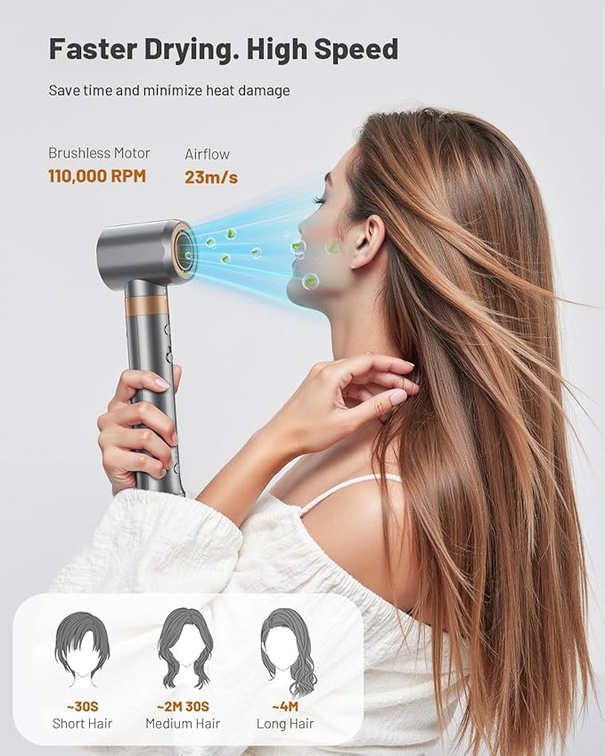6 in 1 Hot Air Styler & Hair Styler- High-Speed Hair Dryer Brush, Fast Drying Blow Dryer Brush No Heat Damage Multi-Styler Auto Wrap Curlers for Volumizing Curl Straighten Frizz-Free with Travel Bag