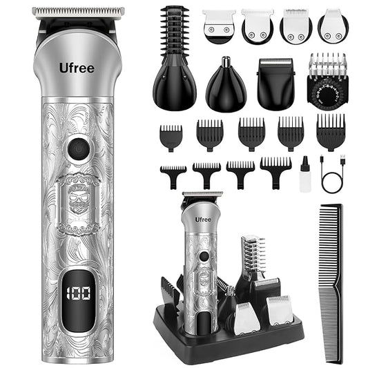 Ufree Beard Trimmer for Men, 7 in 1 Electric Shavers Razor, Cordless Hair Trimmer, Men's Grooming Kit for Body Hair, Nose, Face & Mustache, Birthday Gifts for Men, Husband Father