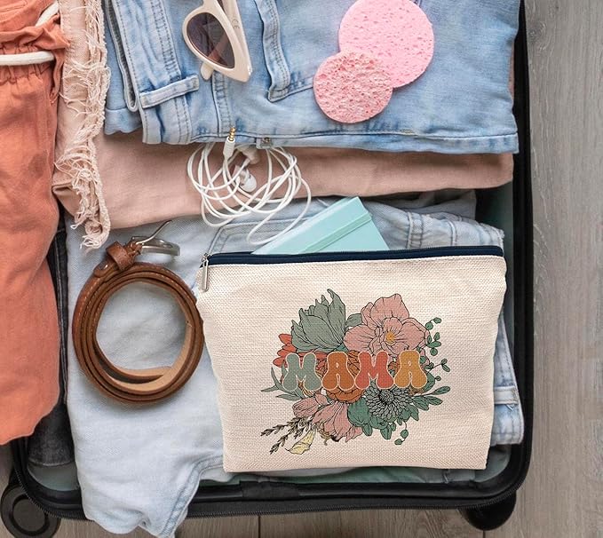 IWXYI Mama Mom Makeup Bags With Zipper - Travel Toiletry Gifts For Women