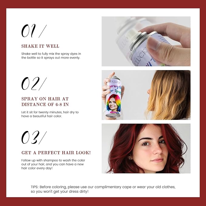 Hair Color Spray, Temporary Hair Dye for Women & Men, Vibrant Colors Hair Wax Gray Hair Cover for Party, Halloween, Cosplay (Fired red, 120 ML)