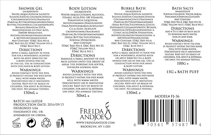 Freida and Joe Tropical Mango Pear Fragrance Spa Set for Women - Bath & Body Set in Stylish Orange Tub - Gift Ready with Shower Gel, Body Lotion, Bubble Bath, Bath Salts, and Bath Puff