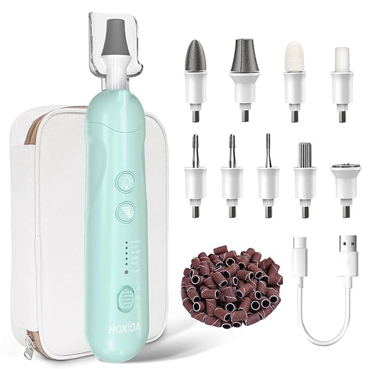 Manicure Pedicure Kit for Women, Professional Nail Grinder for Senior Thick Toenail, Cordless Electric Nail File, 5 Speeds Pedicure Tools for feet Callus Remover, Nail Drill for Women Hand Feet Care