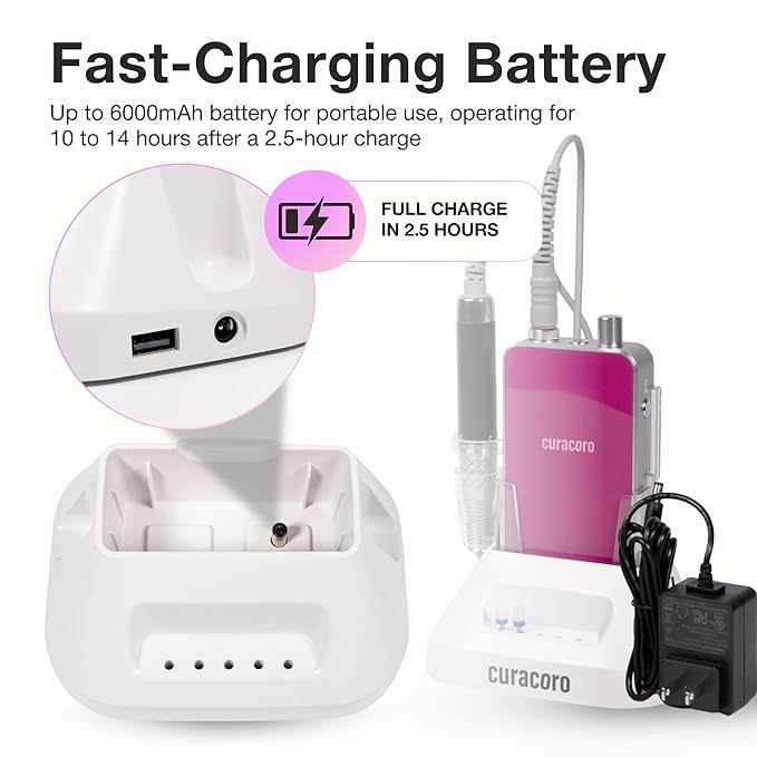 Curacoro Nail Drill 35000RPM Professional Brushless Electric Nail Drill Machine - Nail Efile for Acrylic Gel Nails, Low Noise Low Vibration