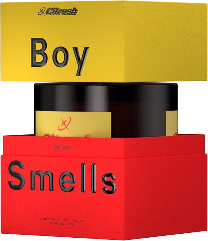 Boy Smells Citrush Candle – Bright Citrus Aroma – Warm Musk Finish – Pomelo Oil – Clean Burning Scented Candle – Long-Lasting Fragrance Throw – Vegan Soy Wax Blend – 8.5oz Glass Jar