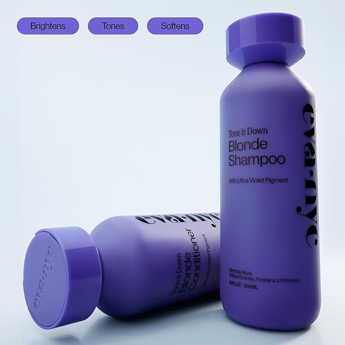 Eva NYC Purple Shampoo and Conditioner Set - Gentle, Anti-Brass Formula for Blonde, Gray, and Lightened Hair - Adds Shine, Softens, and Deep Conditions - Ginger Rose Scent - 10 fl oz (Pack of 2)