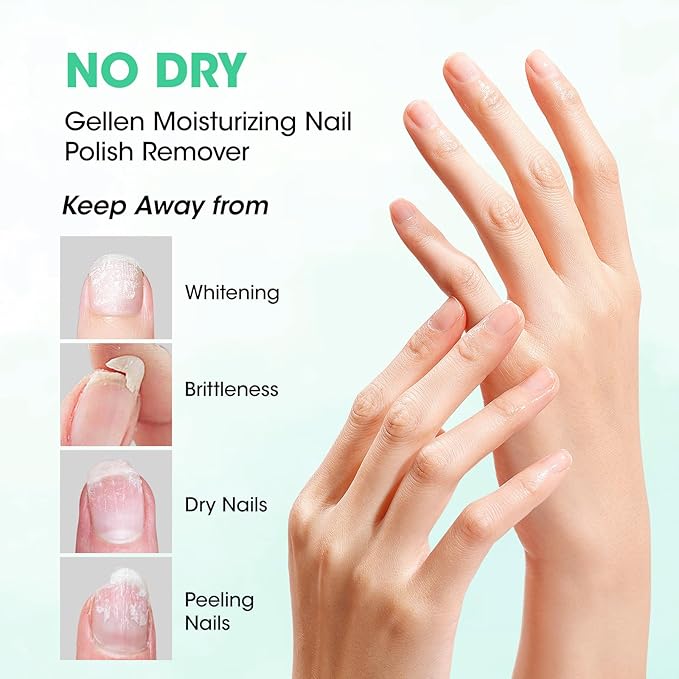Gellen Nail Polish Remover, Acetone Free Non Toxic Nail Polish Remover for Air Dry Nail Polishes, Jasmine Scent Healthy Natural Fingernail Polish Remover with Easy Push-down Pump, 6.09 Fl Oz