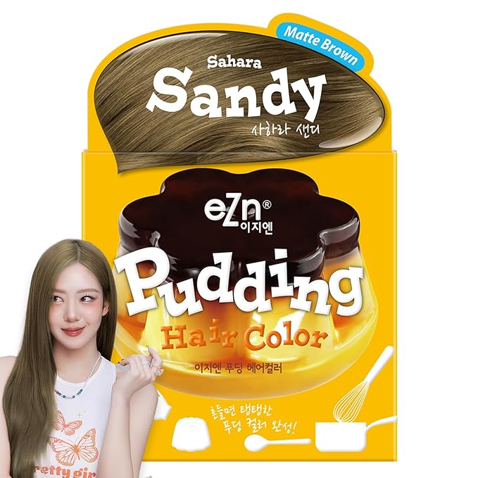 eZn Pudding Hair Dye, Ammonia-Free, Semi-Permanent DIY Korean Hair Dye Color with Keratin, Odorless Gentle for Sensitive Skin No Skin Irritation (Sahara Sandy)