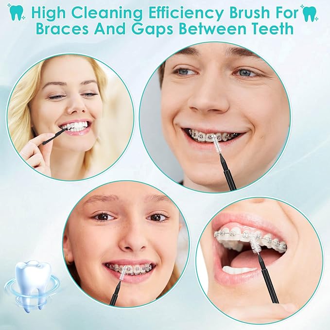 Lezmarket 300PCS Interdental Brushes for Braces, Soft and Bendable Dental Brush for Orthodontic Braces, Braces Cleaner Brush Tooth Pick Teeth Flossers Brushes for Teeth (Black)