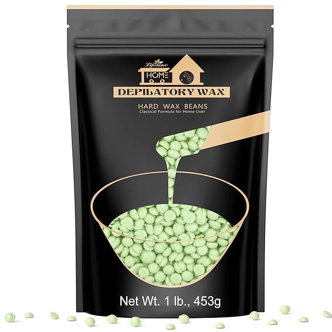 Lifestance Tea Tree Waxing Beads, 1LB Coarse Hair Removal Wax Beans for Face, Eyebrow, Brazilian Bikini, Sensitive Skin at Home for Women and Men