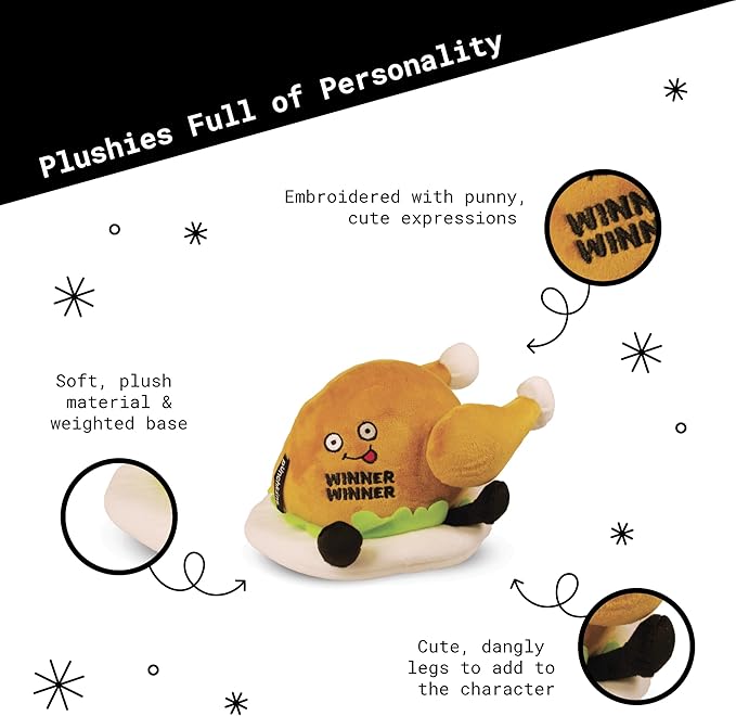 Punchkins Chicken Plushie - Winner Winner Chicken Dinner Chicken Plush Plush, Sassy & Funny Food Plush Toy for Gifting