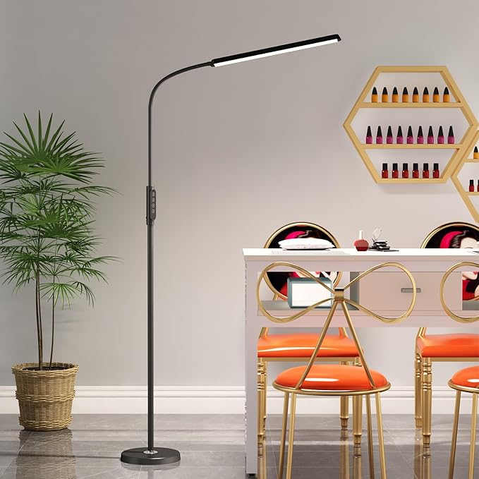 Bright LED Floor Lamps Remote Dimming for Eyelash Extension Tattoo Manicure Craft Drawing Makeup,Living Room Bedroom Office Adjustable Standing Reading Lights Esthetician Decor Supplies Nail lamp