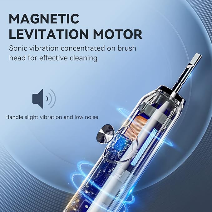 JTF Sonic Electric Toothbrush - with 6 Brush Heads and Travel Case, Power Toothbrushes Fast Charging for 60 Days Use, 5 Modes Adult Electronic Toothbrush, Green