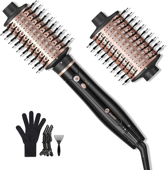 slopehill High Speed Blow Dryer Brush,1600W & 100,000RPM Hot Air Brush, 2 Detachable Oval Brushes (2.36" & 2.95"), 50m/s Fast Drying, Straightening, Volumizing & Curling Hair, 4 Heat & 2 Speed