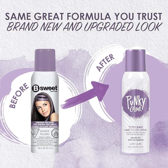 Punky Pastel Temporary Hair Color Spray - Lush Lilac, Temporary Hair Dye, Fast-Drying & Washable, 3.5 fl oz, 2 Pack