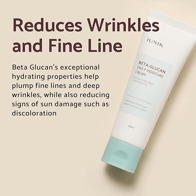 IUNIK Beta-Glucan Vegan Lightweight Non-Sticky Deep Moisture Watery Cream Lotion Daily Moisturizer Quick Absorption Dry Mature Sensitive Fine lines Skin Naturally-Derived Centella Vitamin Korean