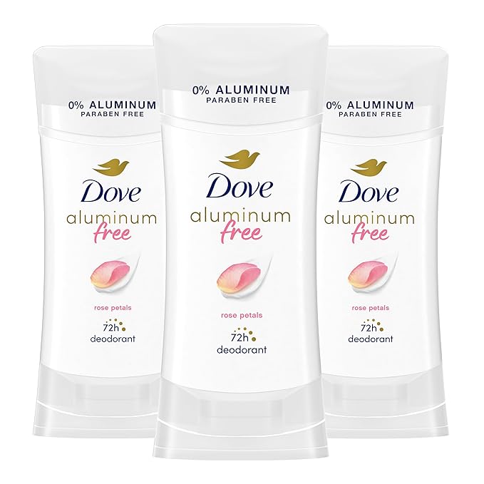 Dove Aluminum Free Deodorant for Women 3 Count Rose Petals 72 hour odor protection 2.6 oz