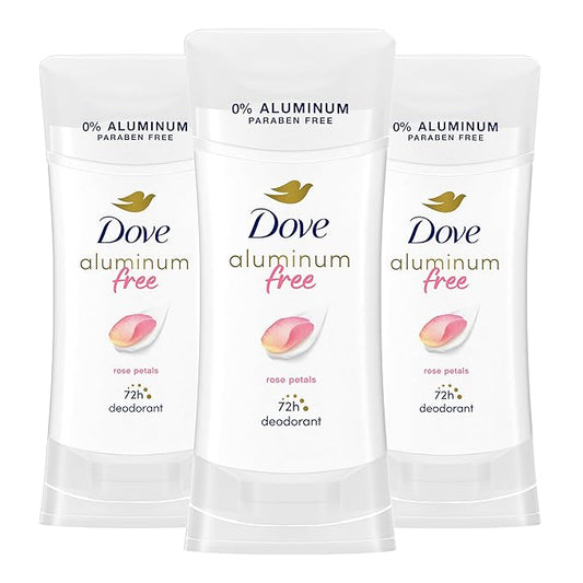 Dove Aluminum Free Deodorant for Women 3 Count Rose Petals 72 hour odor protection 2.6 oz