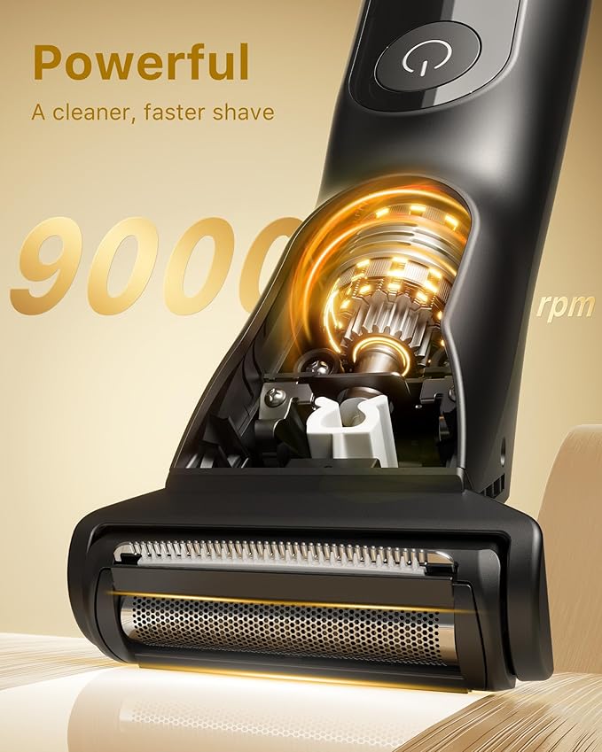 New Bikini Trimmer for Women [LED Light & Diaplay] Electric Foil Shaver for Men, Body Hair Trimmer for Face, Groin, Arm, Back, Wet/Dry Painless Groomer with Ceramic Blade,Travel Razor, Black