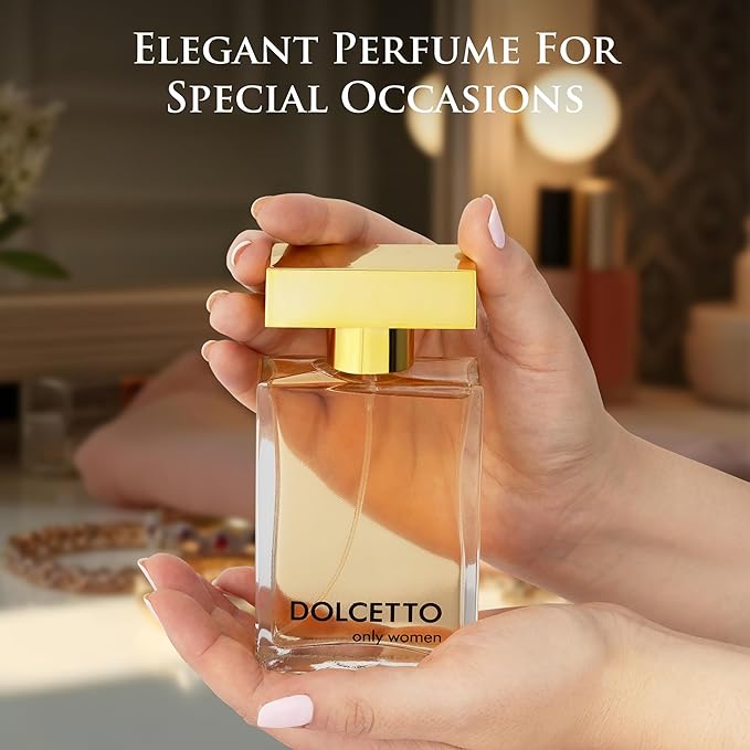Dollceto Only for Women Eau De Parfum - Floral Fruity Fragrance - Top Notes of Bergamot, Citrus Mandarin, Lychee & Sweet Peach - Base of Vanilla, Haitian Vetiver, Warm Amber - Elegant 100ml Bottle