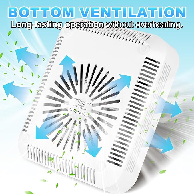 MEKK Professional Nail Dust Collector with Reusable Filter,Vacuum Fan Dust Extractor, Powerful & Quiet Nail Tech Dust Suction Machine for Nail Polish Remover,Salon & Home- White