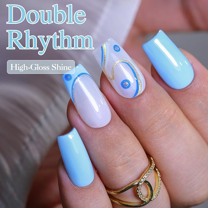 Double Rhythm 15ML Gel Nail Polish Pure Sheer Same Color Same Bottle Soak Off Gel Polish Art Manicure Salon DIY at Home for Women (Light Blue-A1113)