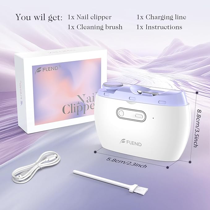 Electric Nail Clipper,2-in-1 Automatic Nail Clipper,Electric Nail Grinder,40DB Baby Nail Trimmer,LED Light ElectricNail Trimmer for Baby,Kids,Adults,Seniors,Manicure Set,BabyNail Kit Portable White