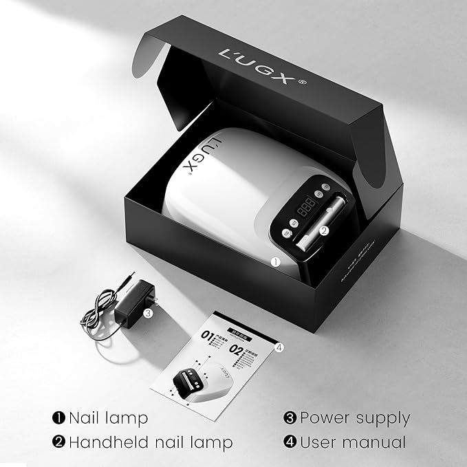 L'UGX 2 in 1 UV LED Nail Lamp, UV Light for Gel Nails, Nail Dryer with Handheld Gel Light for Nail Polish, Perfect for Home Salon Manicure