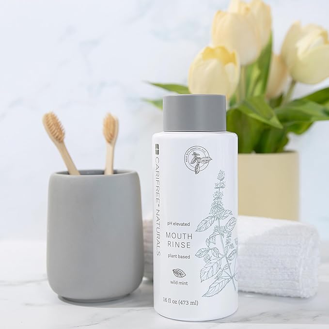 CariFree Naturals Mouth Rinse | pH Elevated, Fluoride-Free, with Magnolia Bark & Essential Oils, Organic Ingredients, Alcohol-Free, Dentist Recommended,Dentist Developed Wild Mint, 16 fl oz, Pack of 4