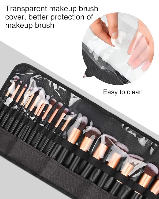 OCHEAL Makeup Brush Holder,Makeup Brush Organizer,Travel Makeup Brushes Bag Cosmetic Bags Pouch for Women Cosmetic Brushes Makeup Artist -Brushes Not included