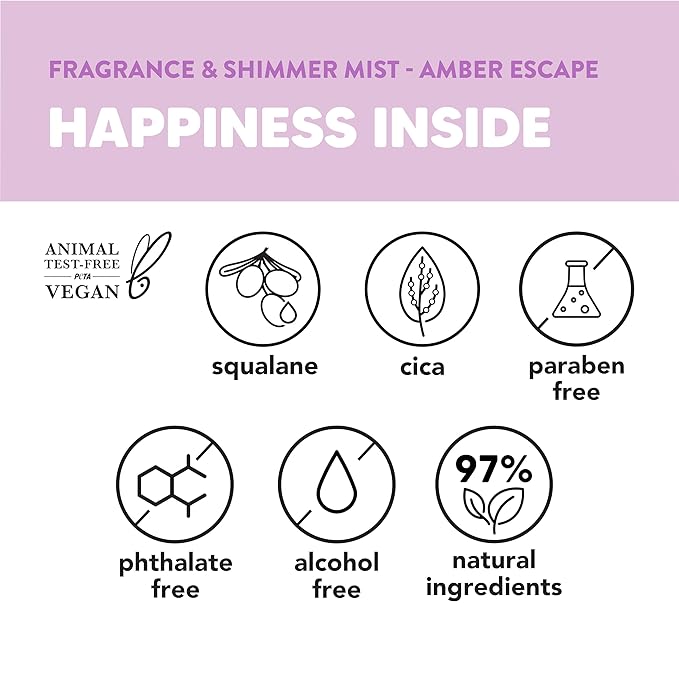 Onyx Professional Hydrating Shimmer Mist with Squalane & Cica, Amber Escape, 6.5 fl oz, 2pk - Shimmer Hair and Body Mist Creates a Radiant Glow with Lightweight Moisture