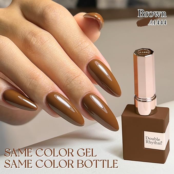 Double Rhythm 15ML Gel Polish Pure Sheer Same Color Same Bottle Soak Off Gel Polish Art Manicure Salon DIY at Home for Women (Brown-A1444)