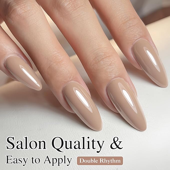 Double Rhythm 15ML Gel Nail Polish Pure Sheer Same Color Same Bottle Soak Off Gel Polish Art Manicure Salon DIY at Home for Women (Deep Khaki-A1468)