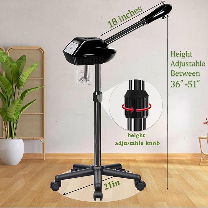 Face Steamer Professional,Steamer for Facial on Wheels,Ozone Face Steamer for Deep Facial Cleansing