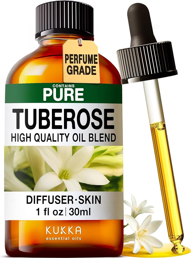 KUKKA Tuberose Essential Oils - 1 Fl Oz - for Hair, Skin, Diffuser, Aromatherapy & DIY Soap Making Scent