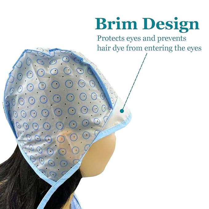 Yzurbu 3pcs Hair Highlighting Caps, Bleach Cap Coloring Frosting Dye Kit with Plastic Hooks for Salon Hair Dyeing Hairdressing (Pink, Blue, Purple）