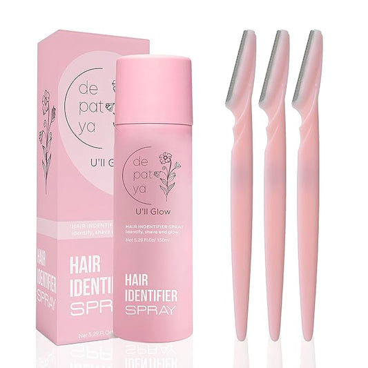 Hair Identifier Spray For Face Shaving, Skin-Body Dermaplane Spray For Women With 3 Razors, Peach Fuzz Removal For Dermaplaning, Face Mist For Shaving, Dermaplaning Tool To Reveal Facial Hair