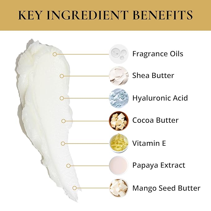 LUXURY LIFE BUTTER - Irresistibly Scented Body Butter with Hyaluronic Acid for Ultimate Moisture. Hydrates for a Non-Greasy Glamorous Glow (Presidential, Peach Smoke, Warm Compliments 5 oz)