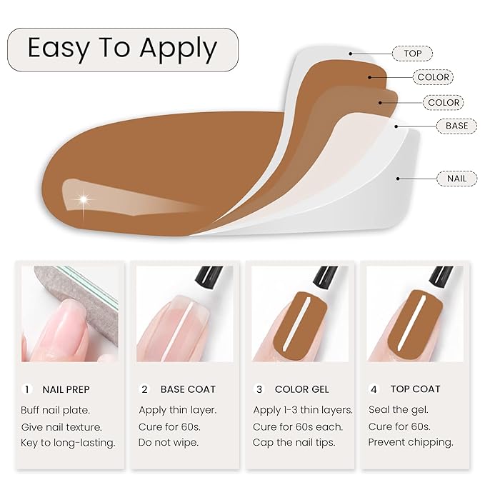 MAYCHAO 15ML Coffee Brown Gel Nail Polish 1Pc Khaki Brown Gel Polish Soak Off UV LED Nail Polish Nail Art Starter Manicure Salon DIY at Home, 0.5 OZ