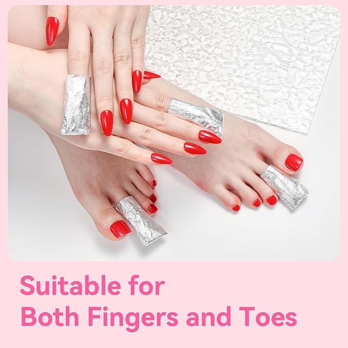 Makartt Nail Polish Remover Soak off Foils – Gel Polish Remover Foil Nail Wraps with 1.18 inch Pre-attached Lint Free Larger Cotton Pads for Gel Nail Removal at Home or Salon(100 Pcs)